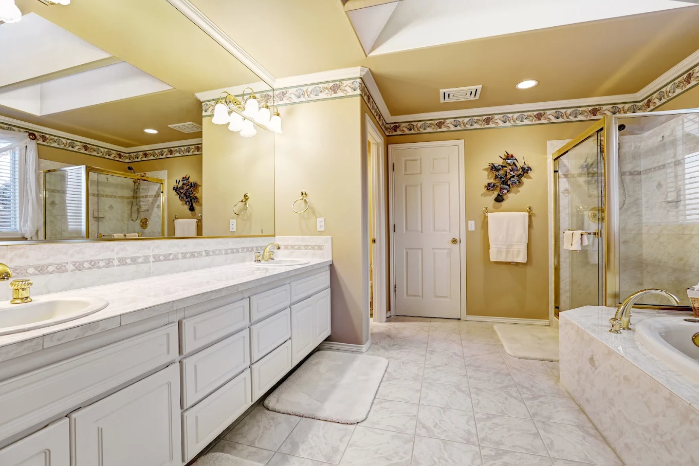 Primary bath remodel with dual vanity & soaking tub