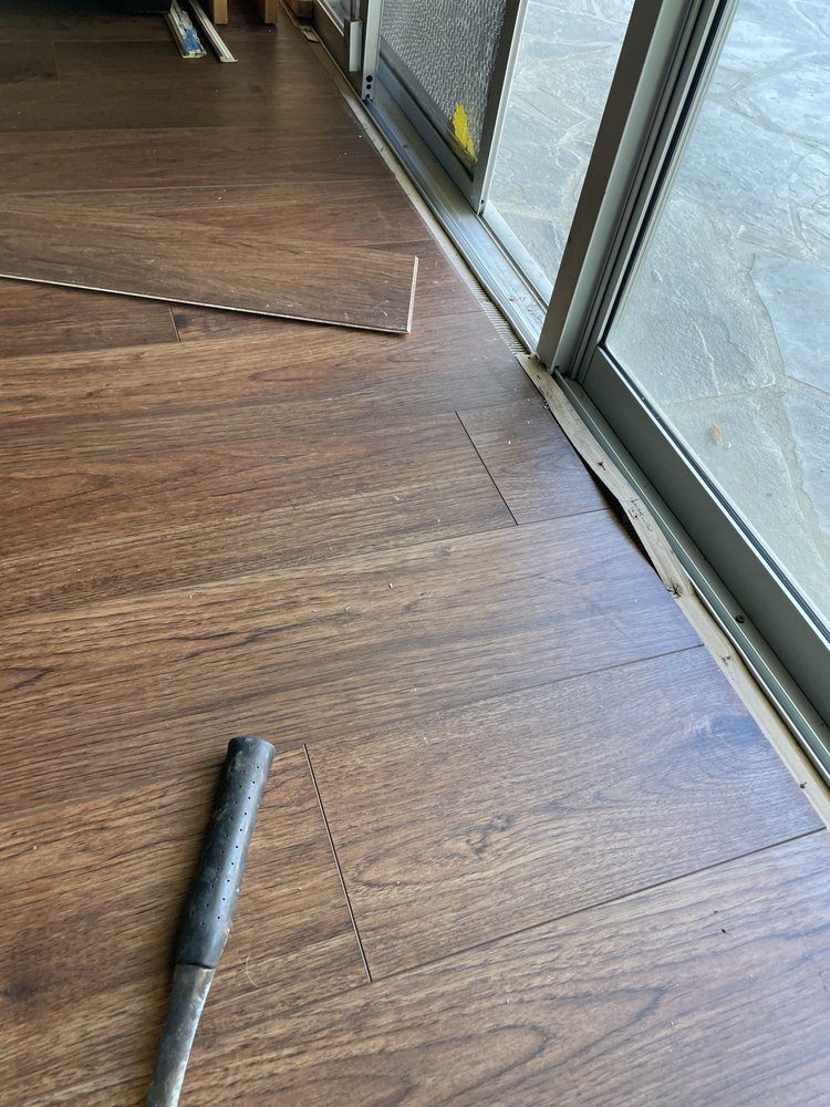 Wood-look plank at patio door